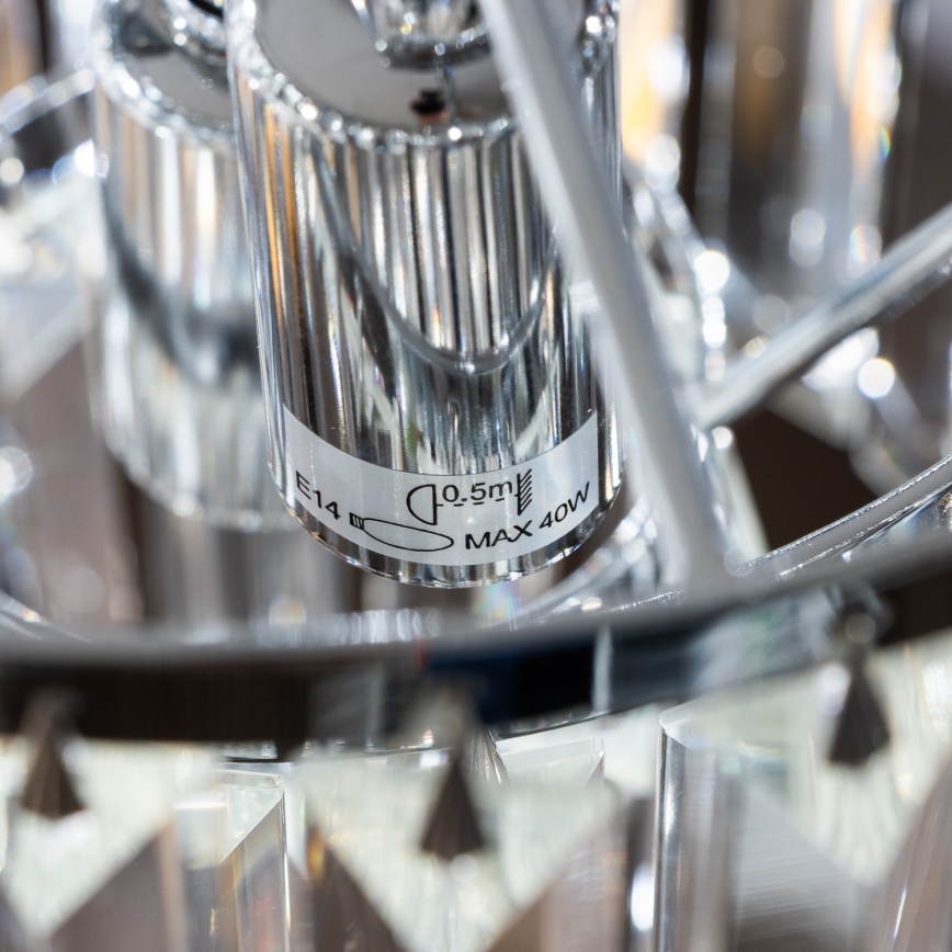 Brilagi - LED Kristallen hanglamp aan een ketting MOZART 4xE14/40W/230V glanzend chroom