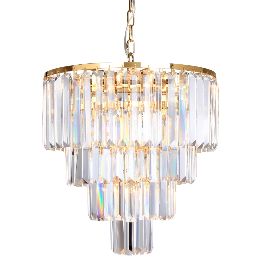 Brilagi - LED Kristallen hanglamp aan een ketting MOZART 5xE14/40W/230V goud
