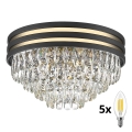 Brilagi - LED Kristallen plafondlamp VELURE 5xE14/40W/230V zwart