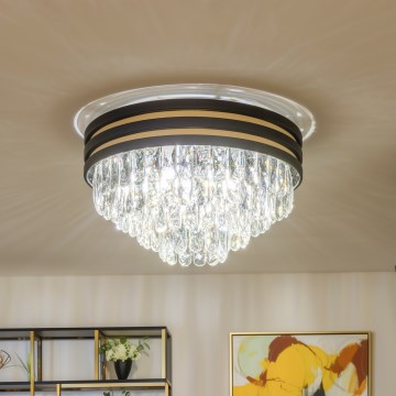 Brilagi - LED-kristallen plafondlamp VELURE 5xE14/40W/230V Ø 46 cm zwart