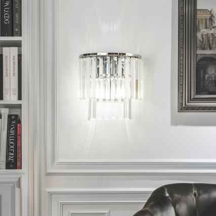 Brilagi - LED Kristallen wandlamp MOZART 2xE14/40W/230V glanzend chroom
