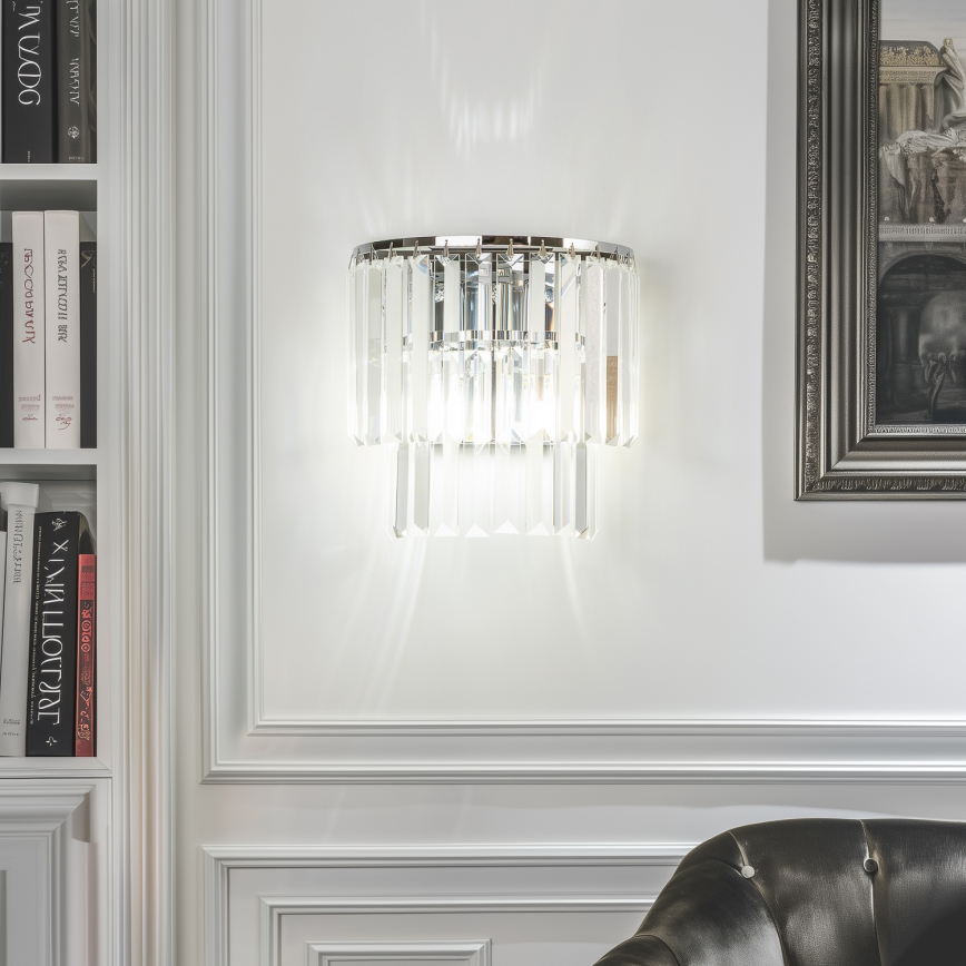 Brilagi - LED Kristallen wandlamp MOZART 2xE14/40W/230V glanzend chroom