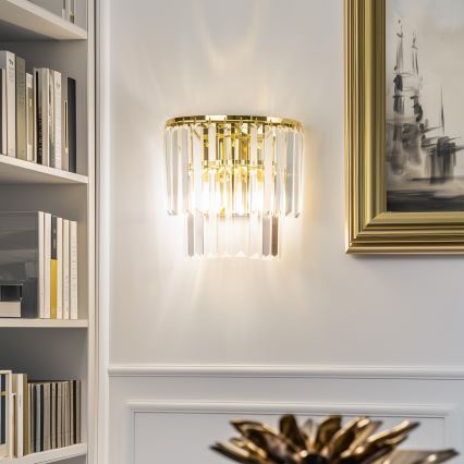Brilagi - LED Kristallen wandlamp MOZART 2xE14/40W/230V goud