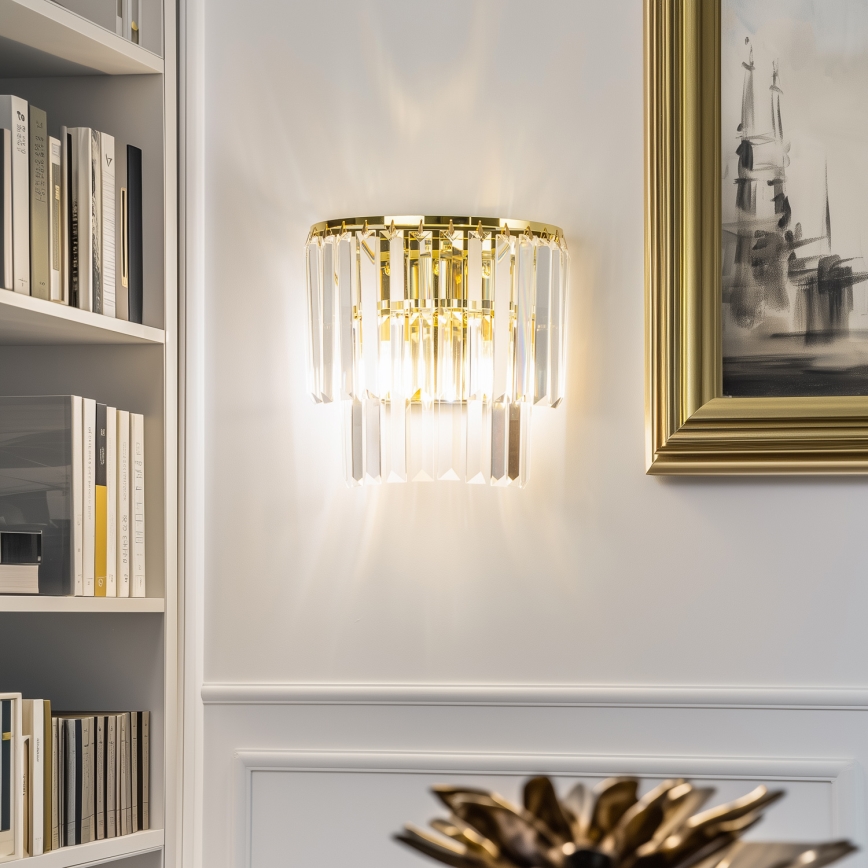 Brilagi - LED Kristallen wandlamp MOZART 2xE14/40W/230V goud