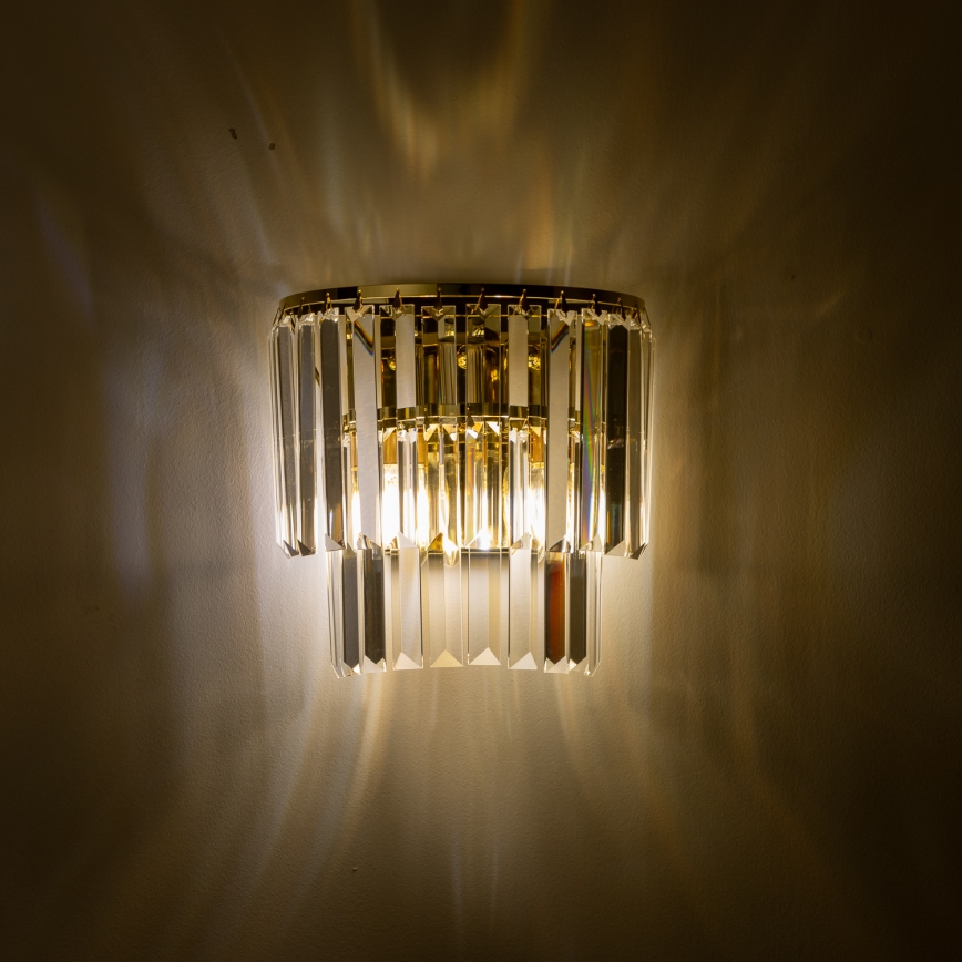Brilagi - LED Kristallen wandlamp MOZART 2xE14/40W/230V goud