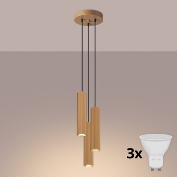 Brilagi - LED-kroonluchter aan kabel CRESTO 3xGU10/10W/230V goudkleurig