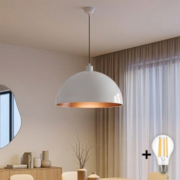 Brilagi - LED-kroonluchter aan kabel METALO 1xE27/40W/230V Ø 60 cm wit/koper