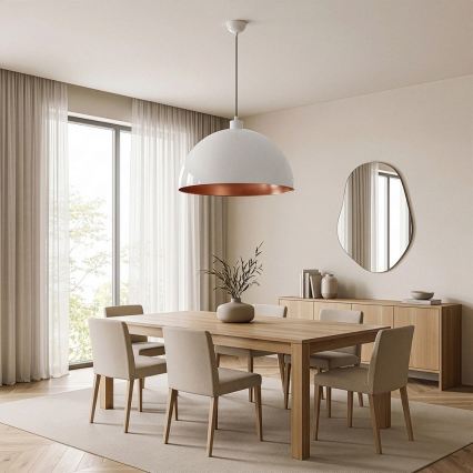 Brilagi - LED-kroonluchter aan kabel METALO 1xE27/40W/230V Ø 60 cm wit/koper