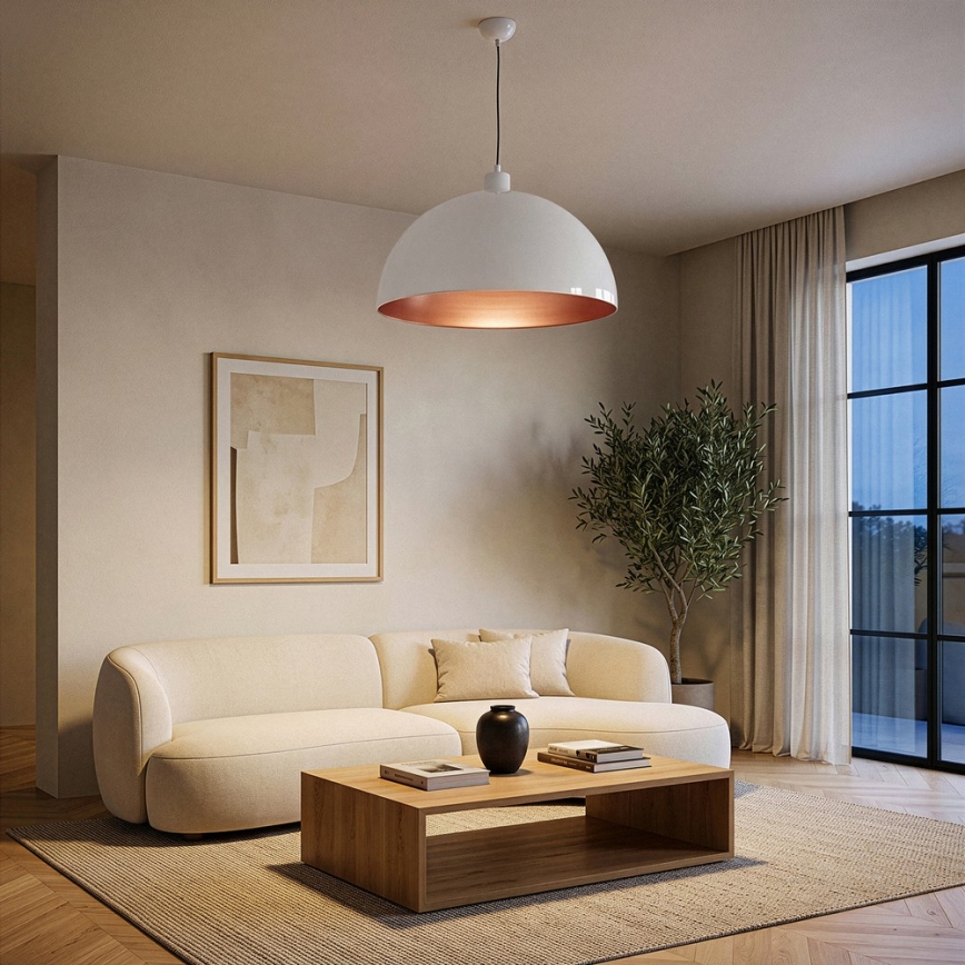 Brilagi - LED-kroonluchter aan kabel METALO 1xE27/40W/230V Ø 60 cm wit/koper