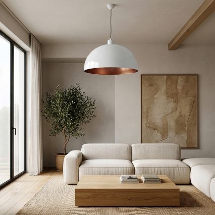 Brilagi - LED-kroonluchter aan kabel METALO 1xE27/40W/230V Ø 60 cm wit/koper