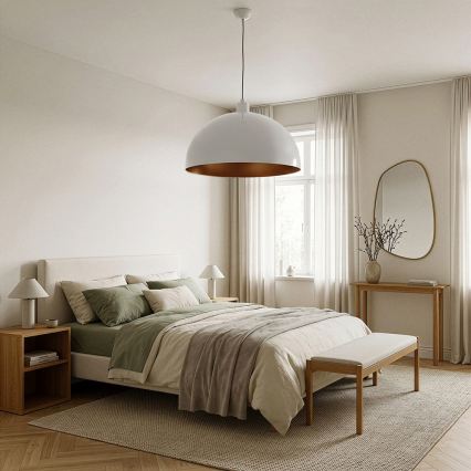 Brilagi - LED-kroonluchter aan kabel METALO 1xE27/40W/230V Ø 60 cm wit/koper