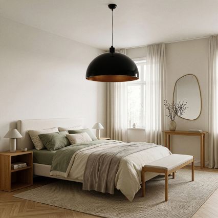 Brilagi - LED-kroonluchter aan kabel METALO 1xE27/40W/230V Ø 60 cm zwart/koper
