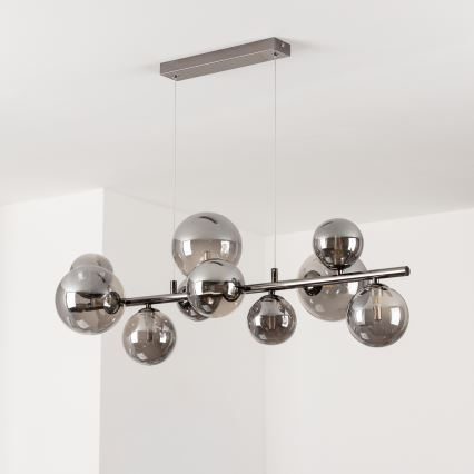Brilagi - LED-kroonluchter aan kabel MILLA 10xG9/3W/230V zwart chroom/gerookt glas