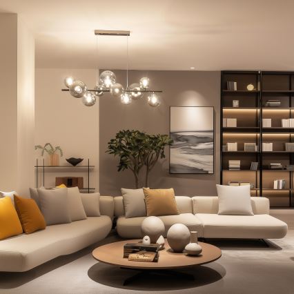 Brilagi - LED-kroonluchter aan kabel MILLA 10xG9/3W/230V zwart chroom/gerookt glas