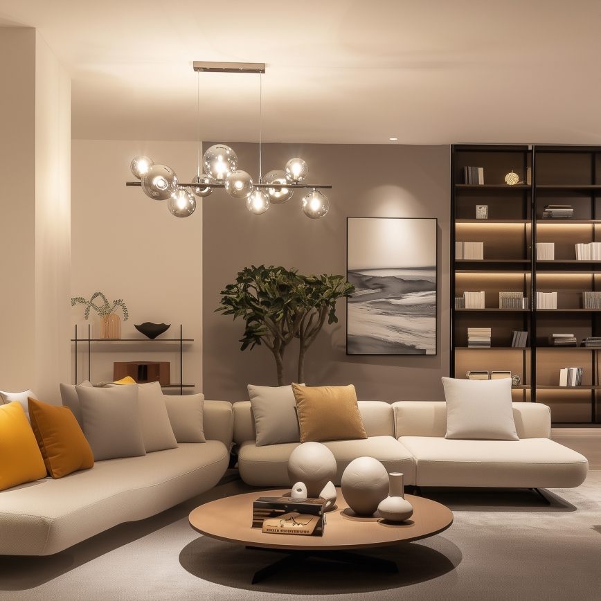 Brilagi - LED-kroonluchter aan kabel MILLA 10xG9/3W/230V zwart chroom/gerookt glas