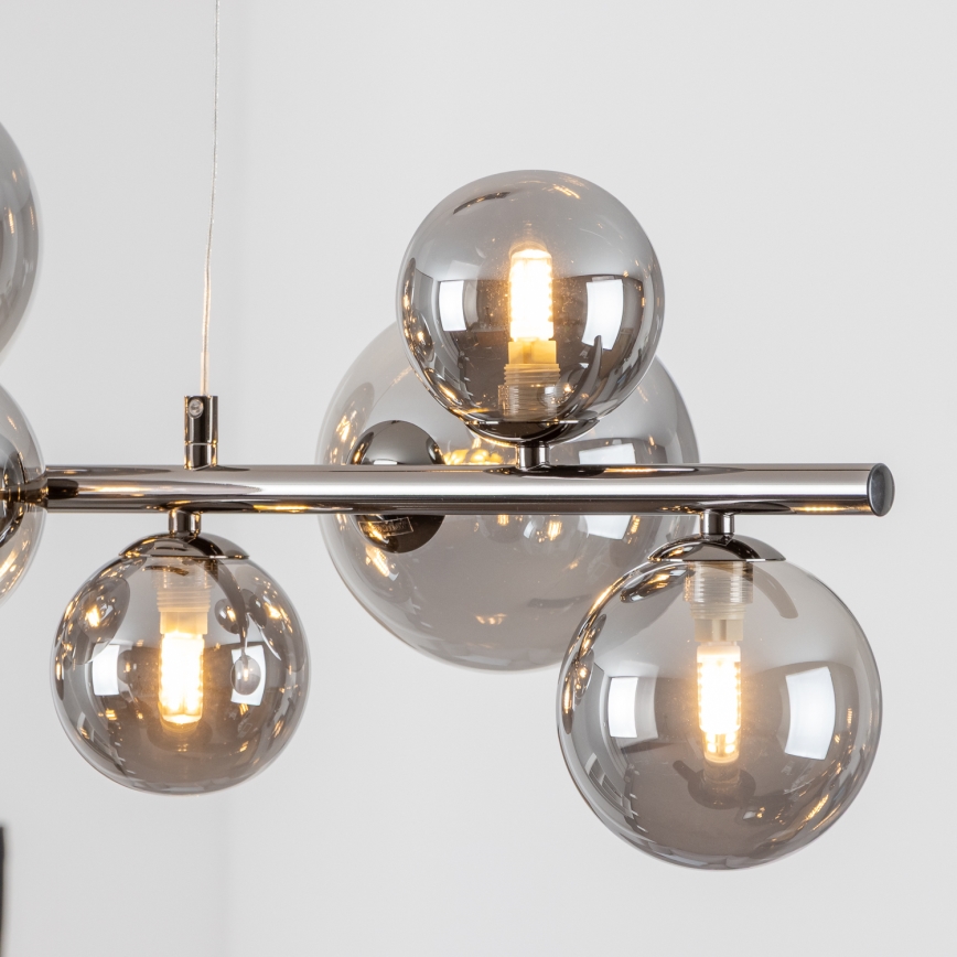 Brilagi - LED-kroonluchter aan kabel MILLA 10xG9/3W/230V zwart chroom/gerookt glas