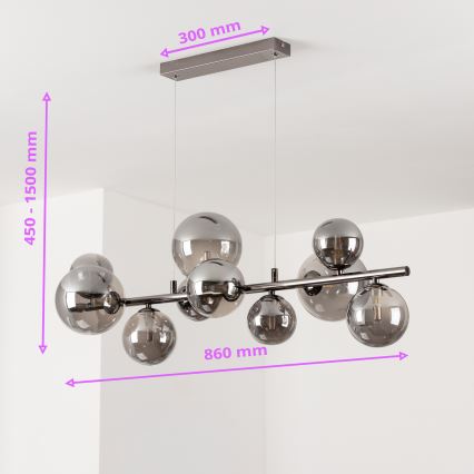 Brilagi - LED-kroonluchter aan kabel MILLA 10xG9/3W/230V zwart chroom/gerookt glas