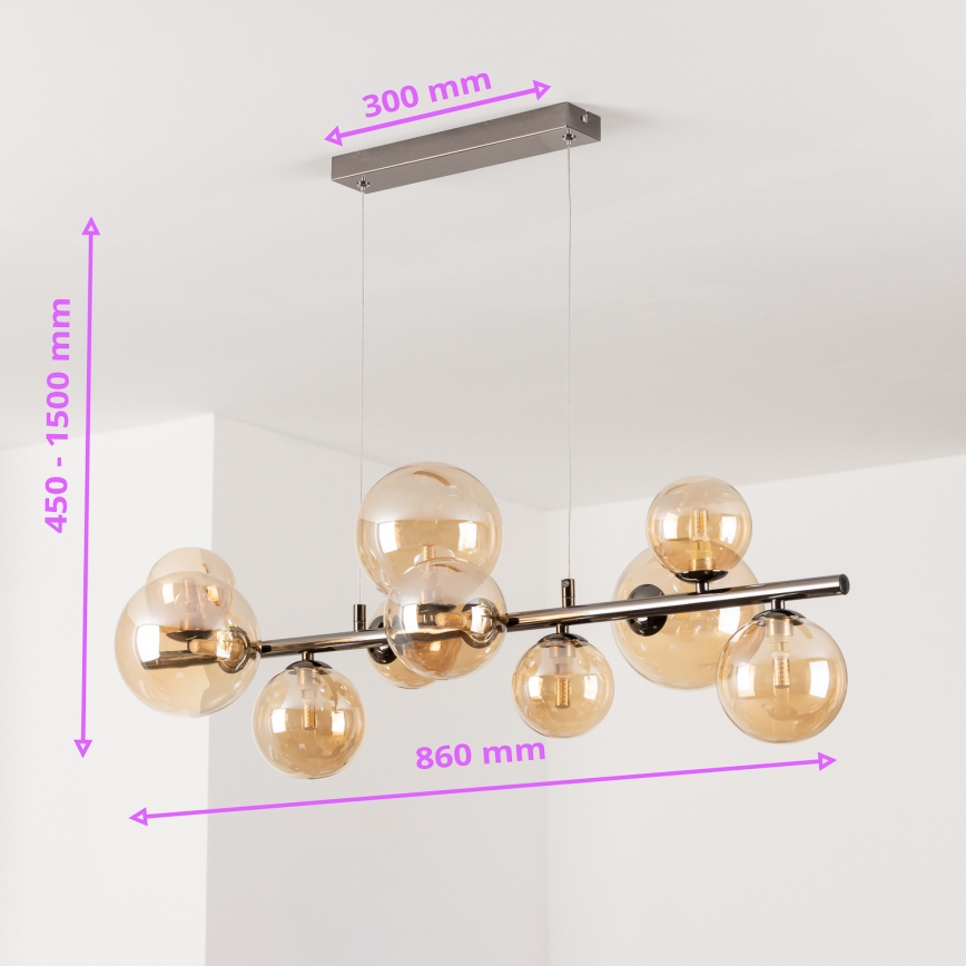 Brilagi - LED-kroonluchter aan kabel MILLA 10xG9/3W/230V zwart chroom/goud