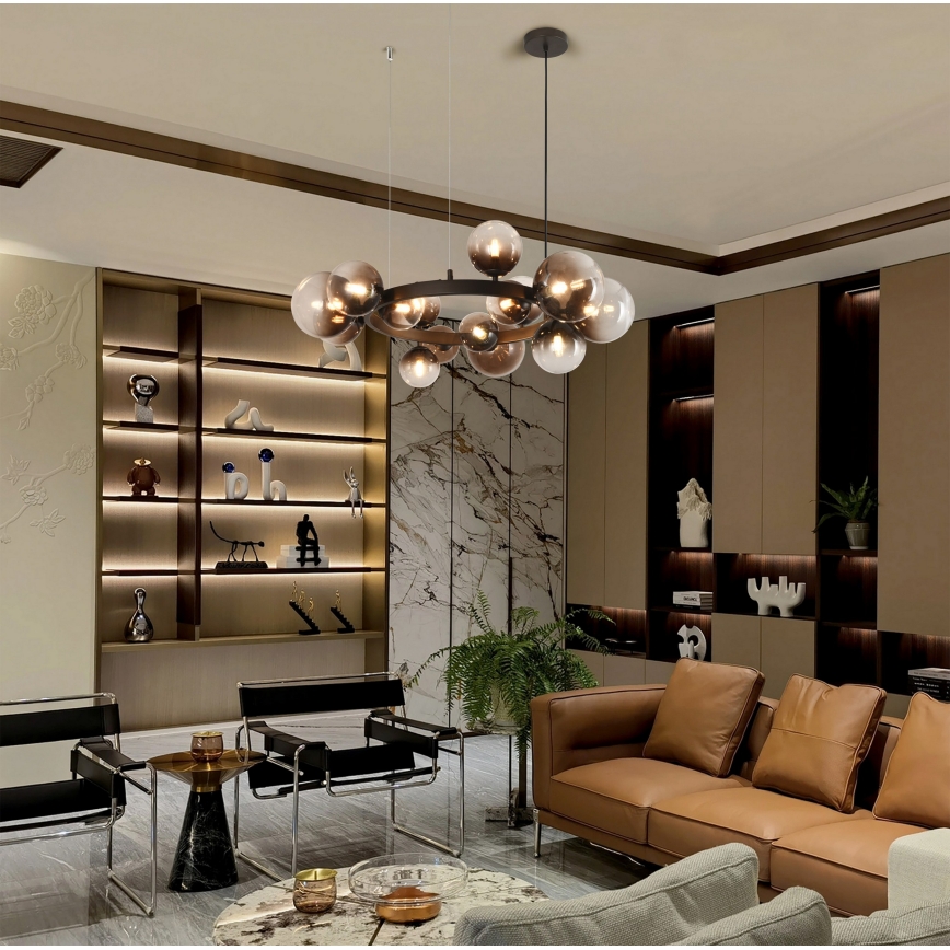 Brilagi - LED-kroonluchter aan kabel MILLA 15xG9/3W/230V bruin/rookbruin