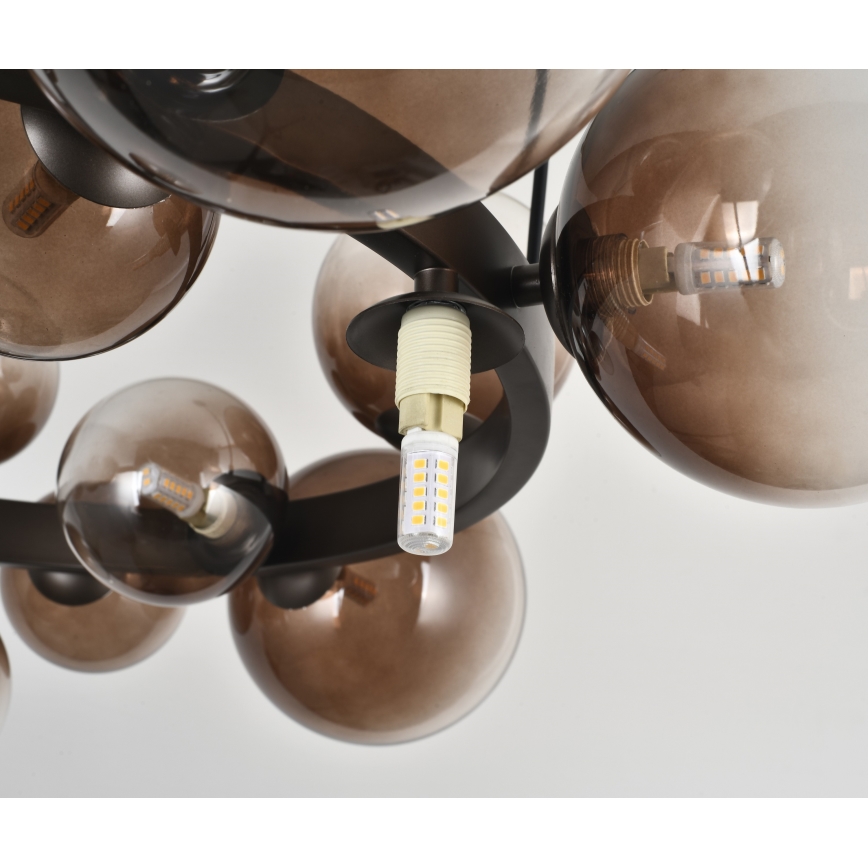 Brilagi - LED-kroonluchter aan kabel MILLA 15xG9/3W/230V bruin/rookbruin