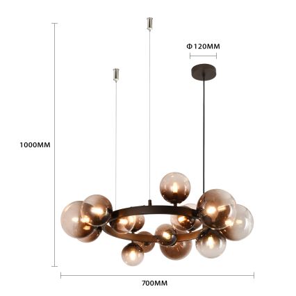 Brilagi - LED-kroonluchter aan kabel MILLA 15xG9/3W/230V bruin/rookbruin