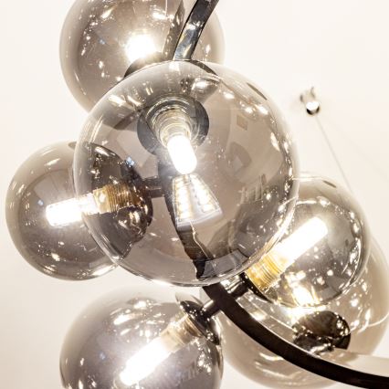 Brilagi - LED-kroonluchter aan kabel MILLA 15xG9/3W/230V zwart-chroom/gerookt glas