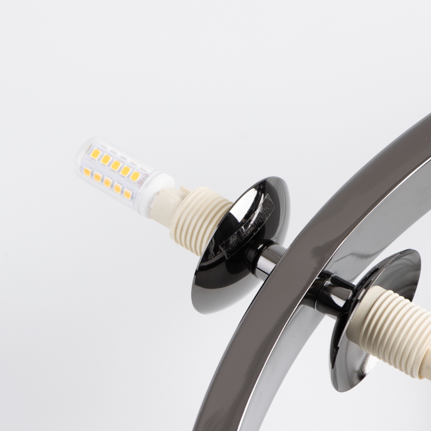 Brilagi - LED-kroonluchter aan kabel MILLA 15xG9/3W/230V zwart-chroom/gerookt glas