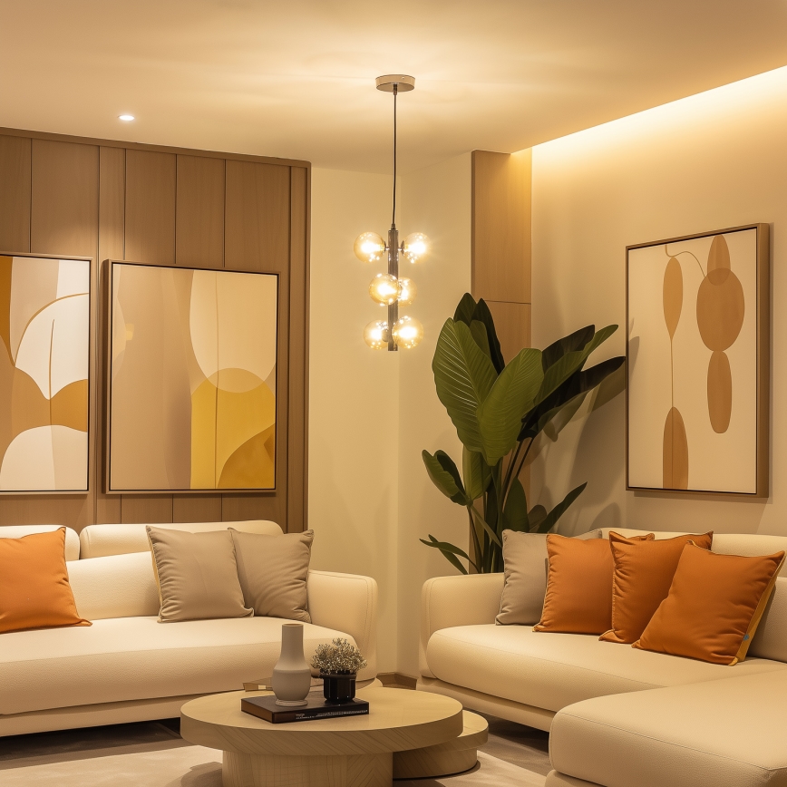 Brilagi - LED-kroonluchter aan kabel MILLA 6xG9/3W/230V zwart-chroom/goud