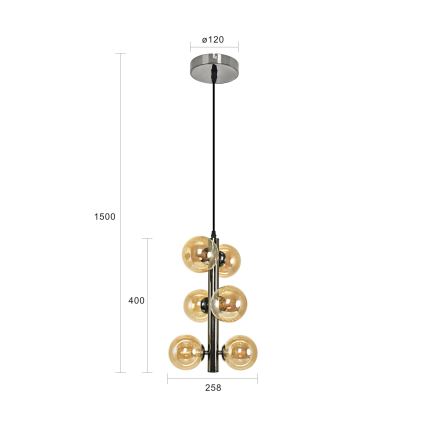 Brilagi - LED-kroonluchter aan kabel MILLA 6xG9/3W/230V zwart-chroom/goud
