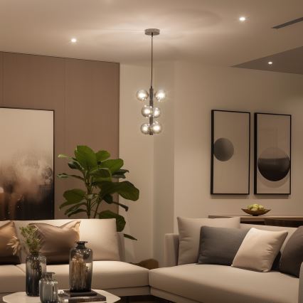 Brilagi - LED-kroonluchter aan kabel MILLA 6xG9/3W/230V zwart chroom/rookglas