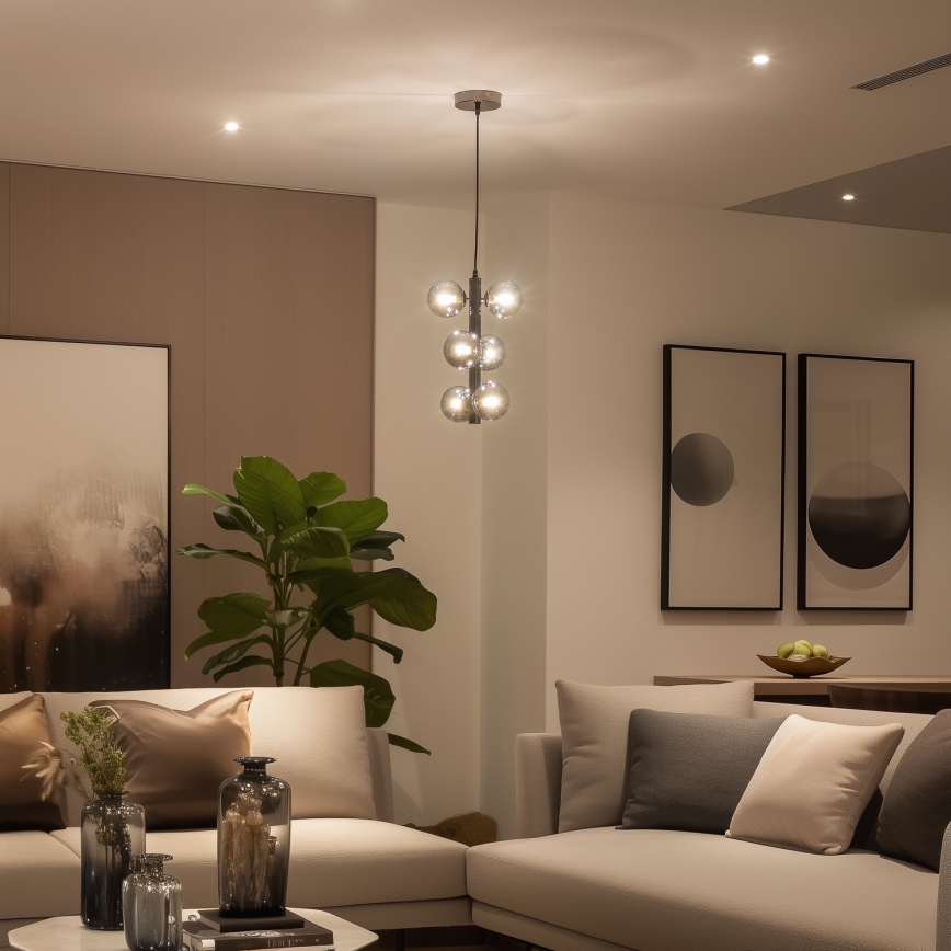 Brilagi - LED-kroonluchter aan kabel MILLA 6xG9/3W/230V zwart chroom/rookglas