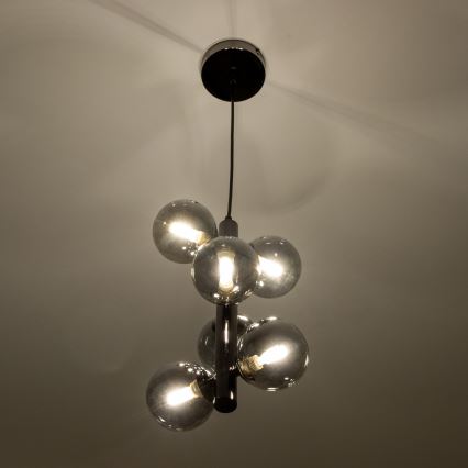 Brilagi - LED-kroonluchter aan kabel MILLA 6xG9/3W/230V zwart chroom/rookglas