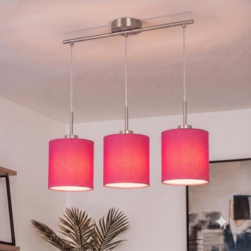 Brilagi - LED-kroonluchter aan kabel NUBILA 3xE27/60W/230V roze