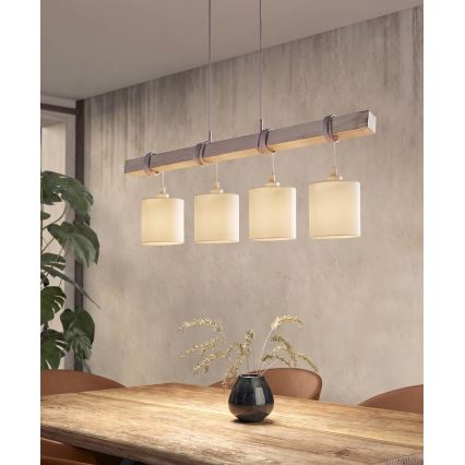 Brilagi - LED-kroonluchter aan kabel NUBILA 4xE27/60W/230V grijs/crème