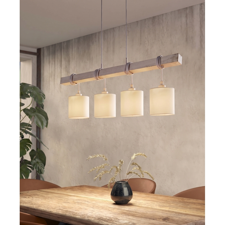 Brilagi - LED-kroonluchter aan kabel NUBILA 4xE27/60W/230V grijs/crème