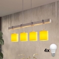 Brilagi - LED-kroonluchter aan kabel NUBILA 4xE27/60W/230V grijs/geel
