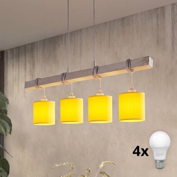 Brilagi - LED-kroonluchter aan kabel NUBILA 4xE27/60W/230V grijs/geel