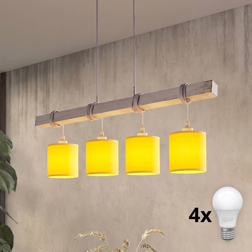Brilagi - LED-kroonluchter aan kabel NUBILA 4xE27/60W/230V grijs/geel