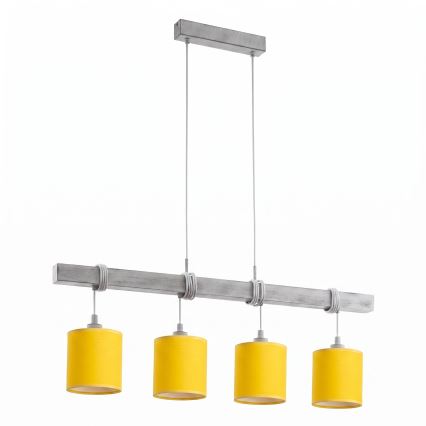 Brilagi - LED-kroonluchter aan kabel NUBILA 4xE27/60W/230V grijs/geel
