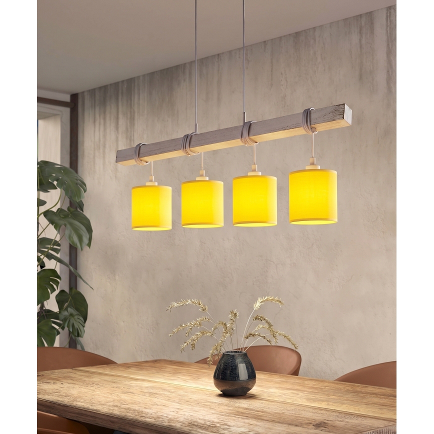 Brilagi - LED-kroonluchter aan kabel NUBILA 4xE27/60W/230V grijs/geel