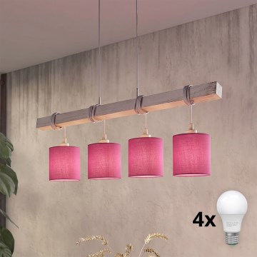 Brilagi - LED-kroonluchter aan kabel NUBILA 4xE27/60W/230V grijs/roze