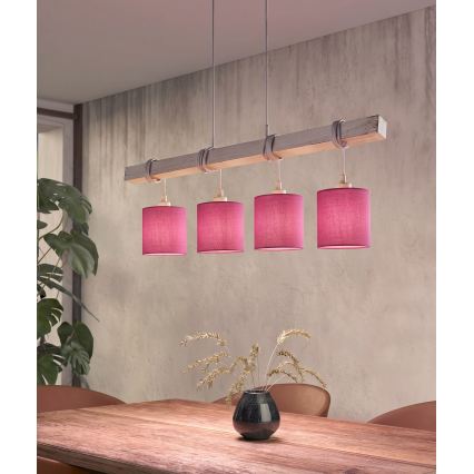 BRILAGI - LED-kroonluchter aan kabel NUBILA 4xE27/60W/230V grijs/roze