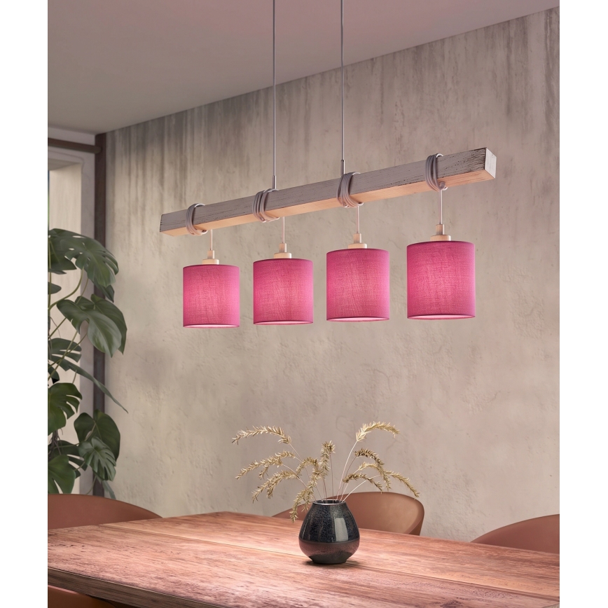BRILAGI - LED-kroonluchter aan kabel NUBILA 4xE27/60W/230V grijs/roze