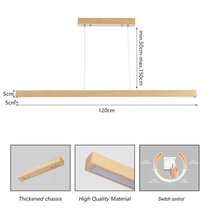 Brilagi - LED-kroonluchter aan kabel OAK LED/30W/230V 3000/4500/6000K eik