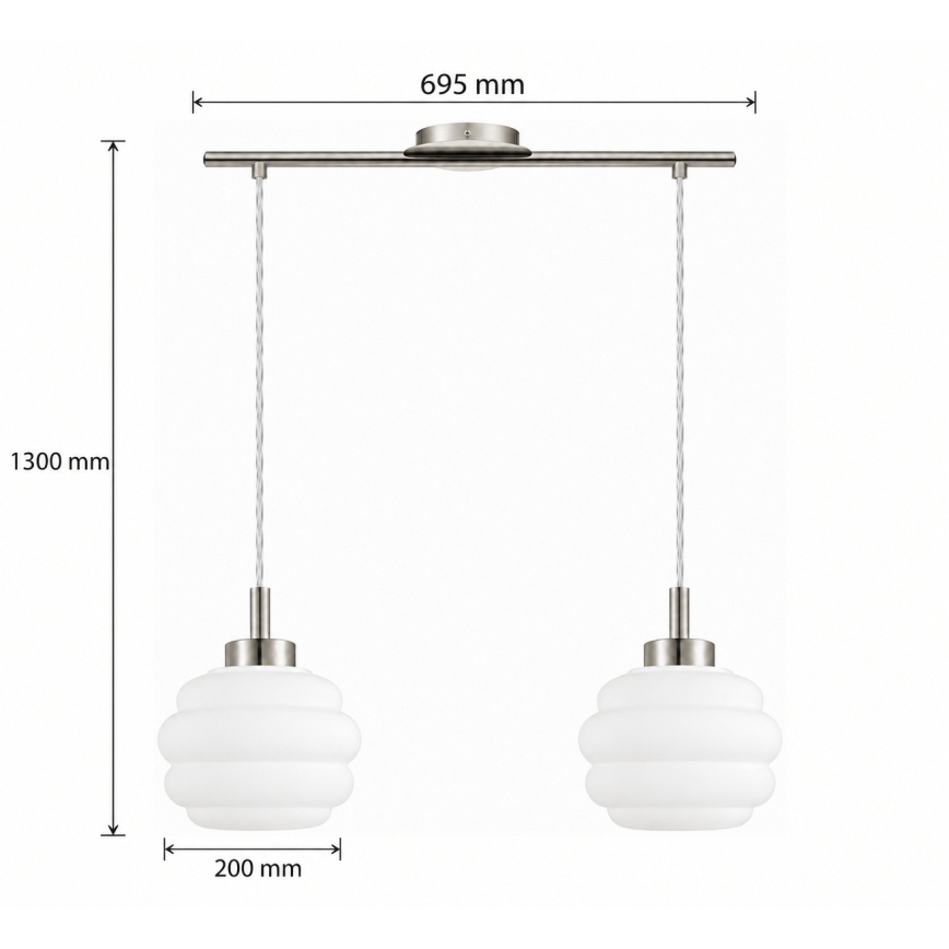 BRILAGI - LED-kroonluchter aan kabel RETRO GLASS 2xE27/60W/230V mat chroom/wit