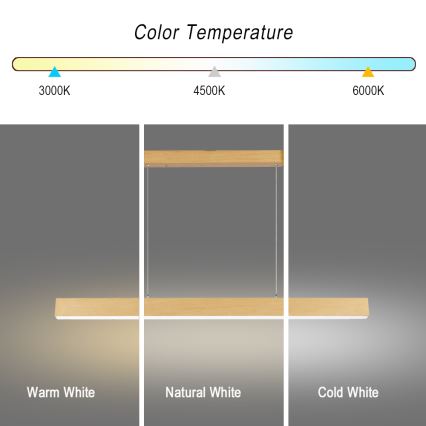 Brilagi - LED-kroonluchter aan kabel SLEEKLINE LED/40W/230V 3000/4500/6000K eiken decor