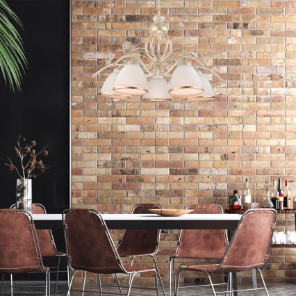 Brilagi - LED-kroonluchter aan ketting ANTICO 5xE27/60W/230V 3000K witte patina