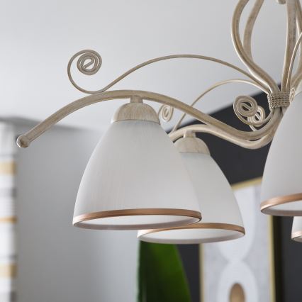 Brilagi - LED-kroonluchter aan ketting ANTICO 5xE27/60W/230V 3000K witte patina