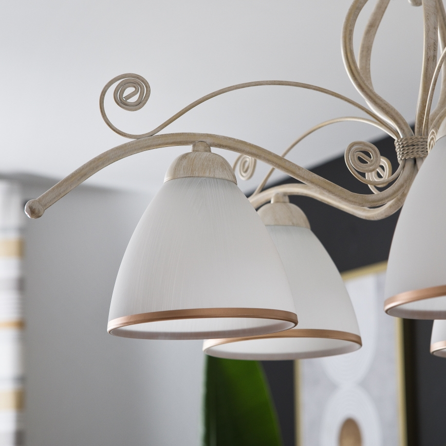 Brilagi - LED-kroonluchter aan ketting ANTICO 5xE27/60W/230V 3000K witte patina