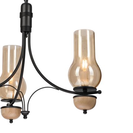Brilagi - LED-kroonluchter aan ketting COTTAGE 3xE14/40W/230V eiken/zwart/gerookt beige